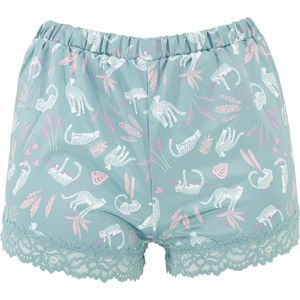 Guy de France - Short nacht satijn - bedrukt celadon dier - XL