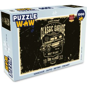 Puzzel Mancave - Auto - Retro - Zwart - Legpuzzel - Puzzel 1000 stukjes volwassenen