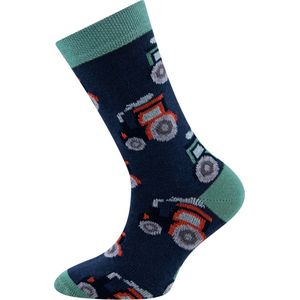 Ewers Kindersokken Jongens - Tractors/Trekkers - Donkerblauw & Groen & Oranje-19/22