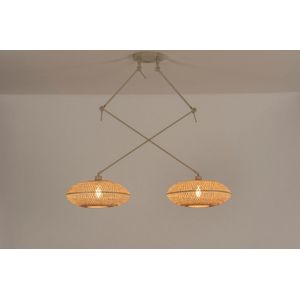 Lumidora Hanglamp 31237 - BAMBOO - 2 Lichts - E27 - Bruin - Beige - Naturel - Zand - Metaal