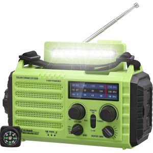 Noodgeval Radio met Zonnepaneel en Powerbank - Draagbare AM/FM/SW Radio met SOS Alarm en Kompas voor Huishoudelijk en Buitengewoon Gebruik