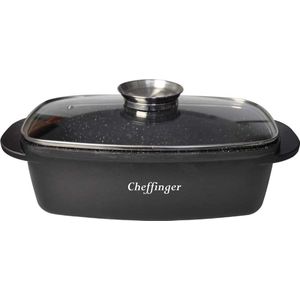 Cheffinger Braadslede met Deksel - 32cm - Zwart - Inductie - Braadpan - Braadslee