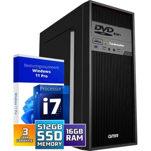 GMR Ultra Max i7 Office PC - Business Office Computer | 16 GB RAM | 512GB SSD | DVD±RW | USB 3 | Windows 11 Pro | WiFi-Bluetooth