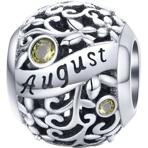 Geboortesteen maand Augustus bedel | Limoen groen zirkonia | bedels beads cadeau | Zilverana | geschikt voor alle bekende merken | 925 zilver | moederdag