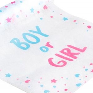 Chaks Baby Gender Reveal tafelloper - papier - op rol - roze/blauw - Boy or Girl - 5 meter