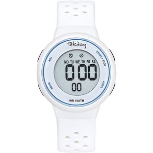 Tekday-Digitaal-Horloge-Waterdicht-Wit/Blauw-Silicone band-Fijn draagcomfort