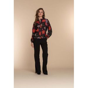 Geisha Blouse Bloemen Print Blouse 33691 20 Black/burgundypink Combi Dames Maat - M