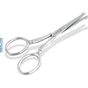 MEDLUXY® - Gezichtshaar Schaar - Rechte Schaarbladen - Afgeronde Punt - Voor het bijwerken van Wenkbrauw, Snor, Baard, Oor- en Neushaar - Rechtshandig - 9 cm (wenkbrauwschaartje, baardschaar, snorschaar)