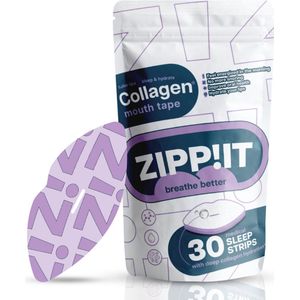 Zippit® Collageen Mondtape - Met hoge dosis Collageen - Mondtape voor de gevoelige huid en droge lippen - Met ademgaatje - Anti snurk slaapstrips - Mouth tape - Mond tape - Beter Slapen
