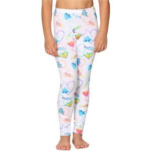 Merry Style Meisjes Lange Legging - van Katoenen - Vrijetijdsbroek - Sport - MS-MS10-337-LE-new - Wit/Herzen/Meow - 110