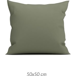 ZO! Home Satinado 2-pack katoen/satijn sierkussenhoezen groen - 50x50 - luxe uitstraling - zijdezacht
