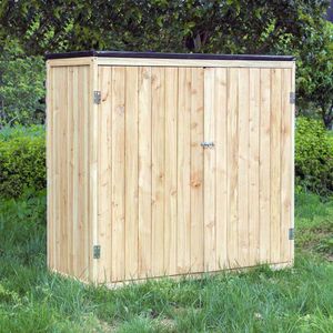 Tuinopberger tuinkast hout natuurlijke kleur 2 deuren gereedschapskast​
