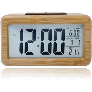 LED Wekker met Bamboo Design en Sluimerfunctie