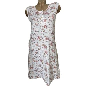 Dames nachthemd mouwloos 6537 bloemenprint XXXL wit/roze