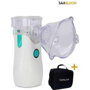 Samillion Aerosoltoestel - Ultrasone Vernevelaar Inhalator – Nebulizer - Gezichtsstomer - Inhalatieapparaat voor Kinderen, Volwassenen & Baby’s – Helpt tegen Luchtwegaandoeningen - Incl. 4 opzetstukken & opbergtas