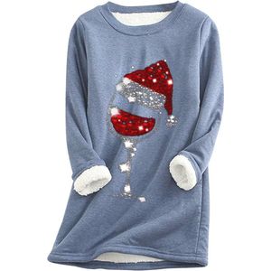 Dames Gevoerde Fleece Trui - Lange Mouwen - Ronde Hals - Perfect voor Thuis en Kerst