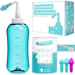 Neusspoelkan - 120x neusspoelzout - doseerlepel - opzetstukken - hygiëne - Premium neusdouche - neusreiniging