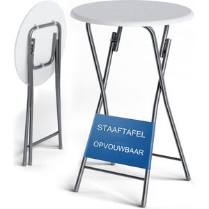 Bartafel inklapbaar- Staantafel - Partytafel voor feestjes - Statafel 60x110 cm - Wit Houtlook