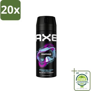 20 x Axe - Deodorant Bodyspray - 100% Fresh Fragrance - Marine - Sea Breeze & Sage - 150 ml - Grootverpakking - Deodorant - Bodyspray - Axe Marine - Zeebries - Salie
