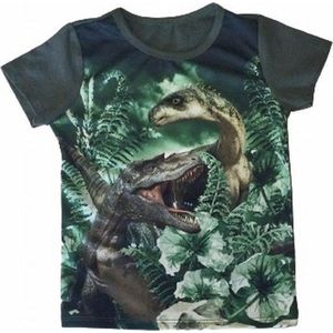 S&C dinosaurus t-shirt - Dino shirt - Shunosaurus  / Ceratosaurus- groen - maat 98/104 (4)