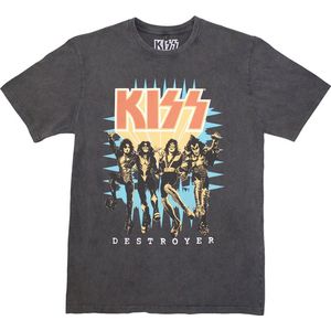 Kiss - Destroyer 3D Logo Heren T-shirt - S - Grijs