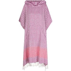 ZusenZomer - SQUARE - Poncho - Roze/Paarse Patroon - Lichtgewicht Katoen