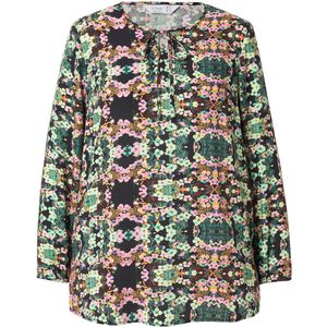 Angel of Style Angel of Style - Dames - Tuniek print all-over lange mouwen - Koninklijke marine - Maat 52