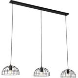 QAZQA hanze - Industriele Hanglamp eettafel voor boven de eettafel | in eetkamer - 3 lichts - L 138 cm - Zwart - Industrieel - Woonkamer | Slaapkamer | Keuken