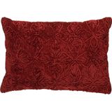 Dutch Decor AMAR - Kussenhoes 40x60 cm - 100% katoen - bloemen design - Merlot - rood - met rits