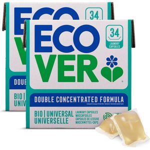 Ecover Universal - Waspods - 2 x 34 stuks - 3-in-1 werking - Dubbel geconcentreerde formule - Plantaardig & Biologisch afbreekbaar