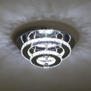 Goeco Plafondlamp - 30cm - Medium - 30W - LED - roestvrijstalen kristallen plafondlamp - 6500K - koel wit licht - voor woonkamer eetkamer badkamer slaapkamer keuken hal
