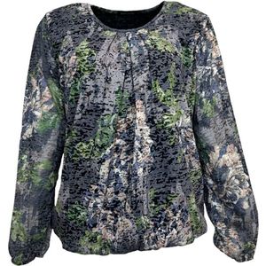 Pink Lady - E210 - Blouse - Groen Print - Lange Mouwen - Ronde Hals