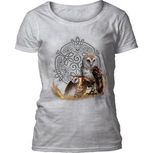 Ladies T-shirt Celtic Owl Magic White M
