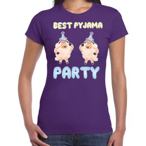 Bellatio Decorations Verkleed T-shirt voor dames - best pyjama party - paars - carnaval- foute party XXL