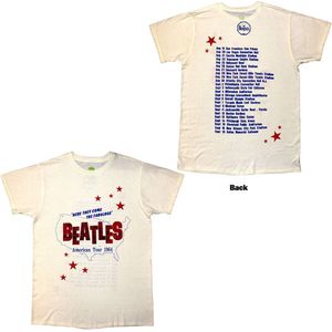 The Beatles - American Tour '64 Heren T-shirt - L - Creme