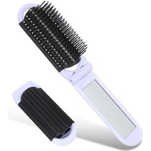 Compacte Mini Haarborstel met Spiegel - Opvouwbare Kam voor Dames en Heren