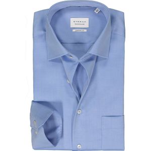 ETERNA comfort fit overhemd - twill - blauw - Strijkvrij - Boordmaat: 45