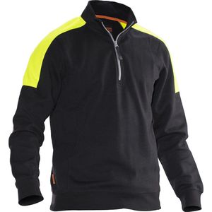 Jobman 5401 Halfzip Sweatshirt 65540120 - Zwart/HV Geel - XS