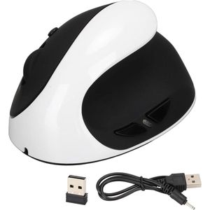 Ergonomic Left-Handed Trackball Mouse - Vertical Mouse with Logitech Lift - Left-Handed Vertical Mouse for PC - 2.4G Wireless Rechargeable Mouse - Adjustable DPI - Black White