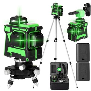 Boleen - Multifunctionele Laser Waterpas Instrument - Lijnlaser - Kruislijnlasers - Laserwaterpas - Incl. 2x Accu & Handige Draagtas - 3D - 12-lijnen - 1,2 m - In Hoogte Verstelbaar