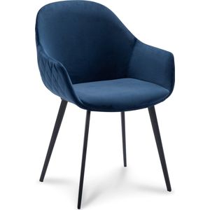 Icon Living - Armstoel Cailey - Velours Blauw - Poot Zwart