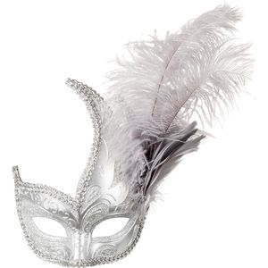 Boland - Oogmasker Venice prezioso zilver Zilver - Volwassenen - Showgirl - Glamour - Carnaval accessoire - Venetiaans masker