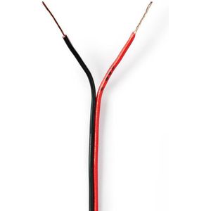 Nedis Speaker-Kabel - 2x 0.35 mm² - CCA - 100.0 m - Rond - PVC - Rood / Zwart - Folieverpakking