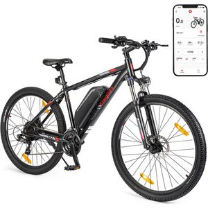 Eleglide Mopride 2 27,5"" Elektrische Bromfiets Mountainbike 250W Motor 25km/h Snelheid 36V 15Ah Accu 125km Max Bereik, 120kg Max Belasting Shimano 24 Versnellingen Hydraulische Schijfremmen, APP Bediening - Zwart