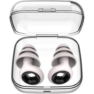 Geluidsdichte en geluidsreducerende oordopjes, geschikt voor slapen, geluidsreductie, zwemmen, reizen, concerten, nachtleven, 2 paar herbruikbare, stille oordopjes (wit, drie verdiepingen)