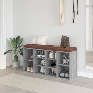 The Living Store Schoenenbank - Trendy en praktisch - Opbergruimte voor 10 paar - Comfortabel zitvlak - Grijs sonoma eiken - Afmetingen- 103 x 30 x 48 cm