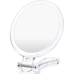 Vergrotingsspiegel met handgreep, 1 x 30 x dubbelzijdige make-upspiegel, compacte spiegel, draagbare handspiegel, reisspiegel voor make-up, gezichtsverzorging