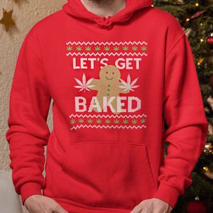 Foute Kerst Hoodie Rood Let's Get Baked 2XL