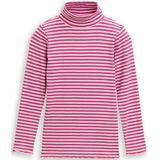 TOM TAILOR - Shirt - Donkerroze/Wit - Slanke Pasvorm - Lange Mouw