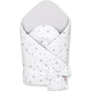 Dubbelzijdig babynest met versteviging met strik - mini grijze sterren
